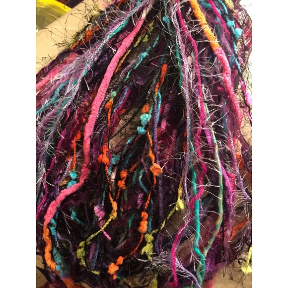 Black / Bright tones- Yarn hair fall / clip for Burning Man or festivals #007 - Picture 6 of 6
